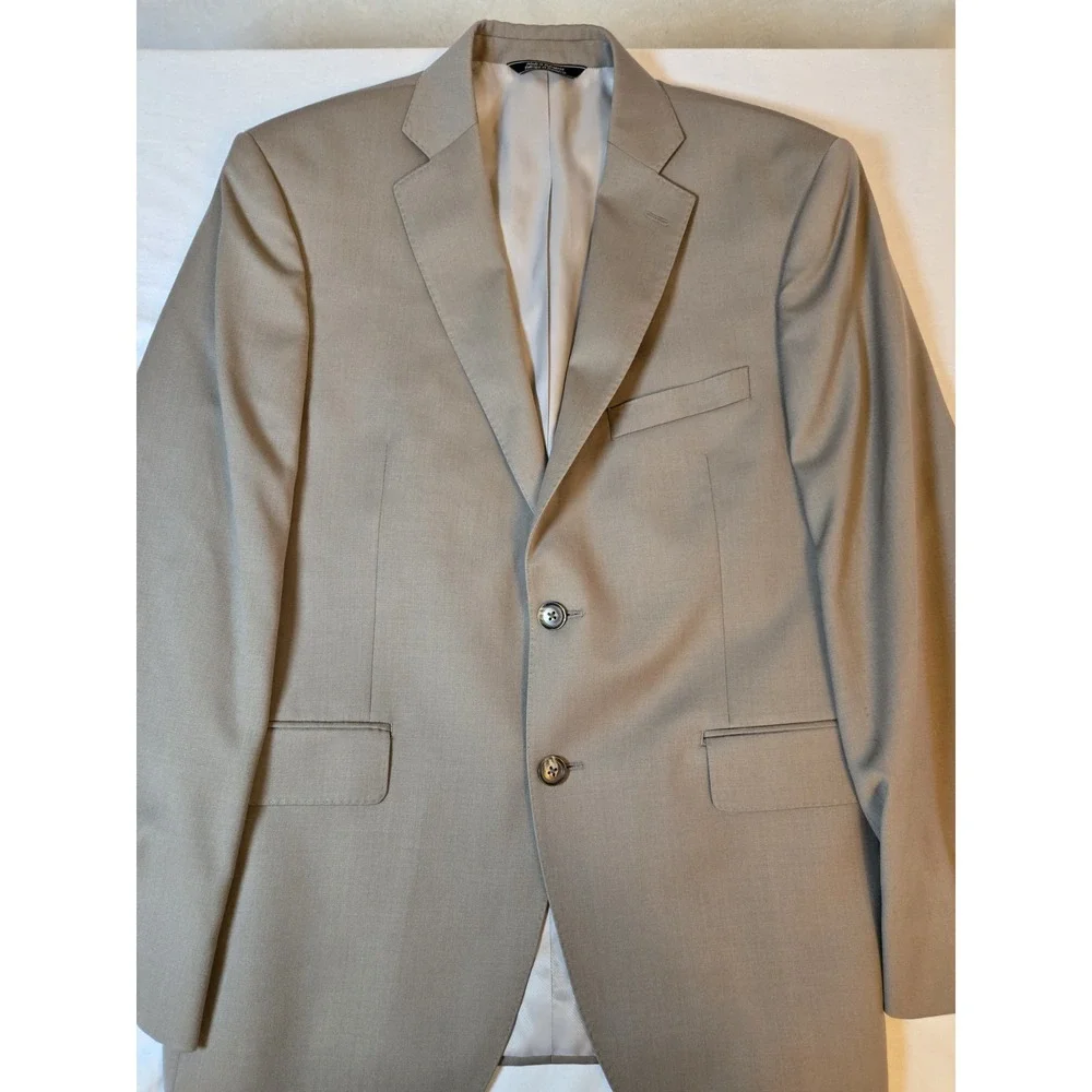 Saks Fifth Avenue‎ Sports Coat Jacket Blazer Beige Sixe 40S 100% Wool
